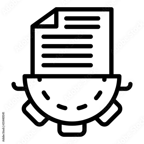 Gear document icon. Outline gear document vector icon for web design isolated on white background