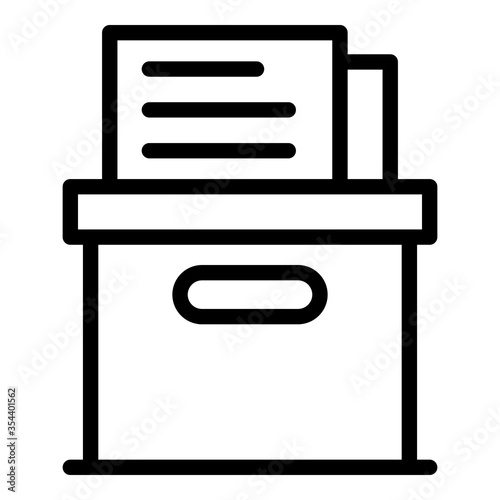 Vote box icon. Outline vote box vector icon for web design isolated on white background