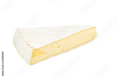 piece of brie cheese on white