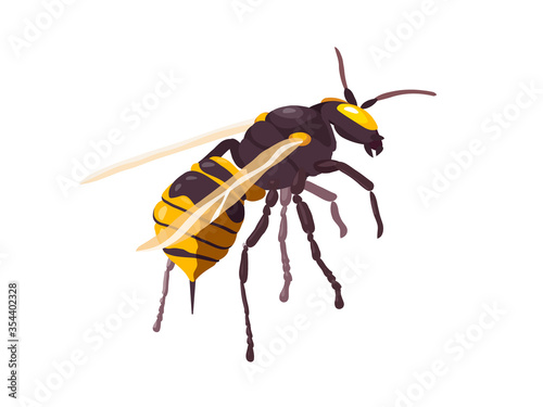 Hornet. Insect. Vector illustration in flat style.