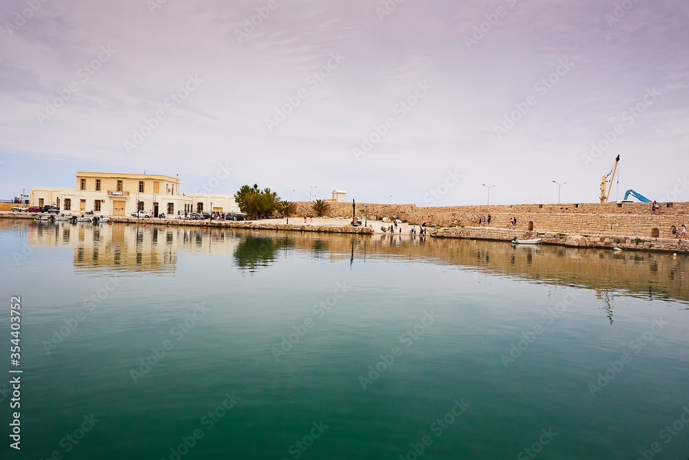 The view at the seaport of the old town of Rethymno