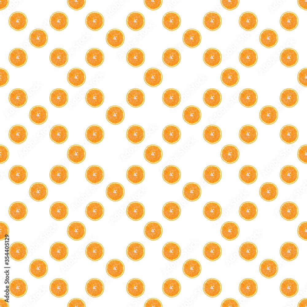 Seamless pattern of isolated slices of orange. Wallpaper for background, design and packaging. Seamless pattern of isolated slices of orange. Wallpaper for background, design and packaging.