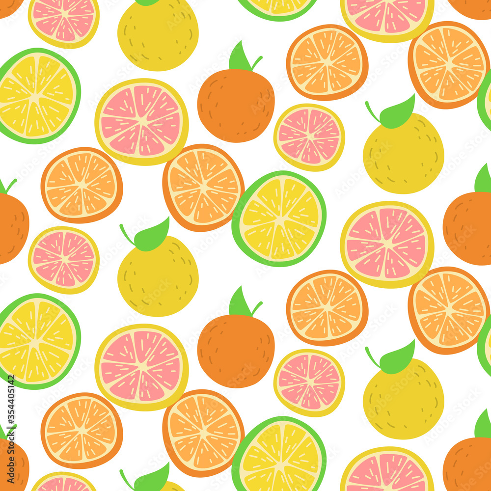 Seamless colorful pattern with oranges.