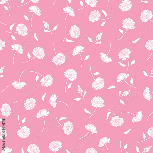 white flower leaf stem scatter pink background design