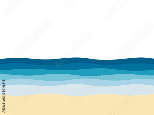 Abstract blue sea and beach summer background with waves and white cope space. Vector illustration