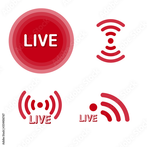 red live steaming icon ,live radio signal wave icon. wireless network icon