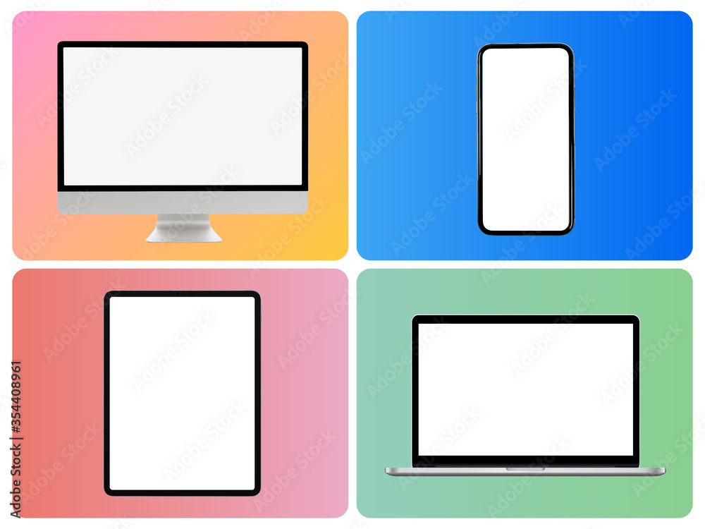 Device Simple Trendy Set on Gradient Background Device Simple Trendy Set on Gradient Background