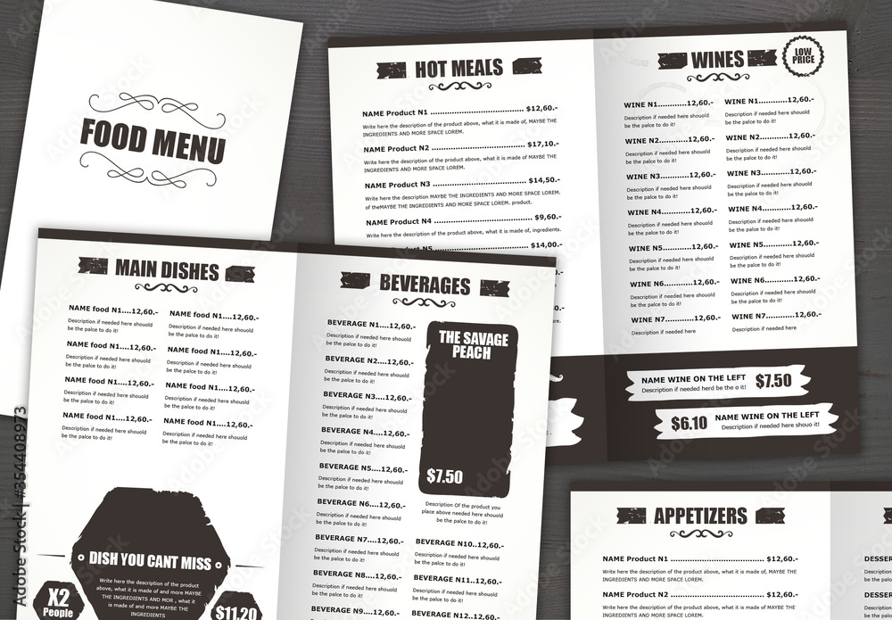 Restaurant Food Menu Layout Stock Template | Adobe Stock