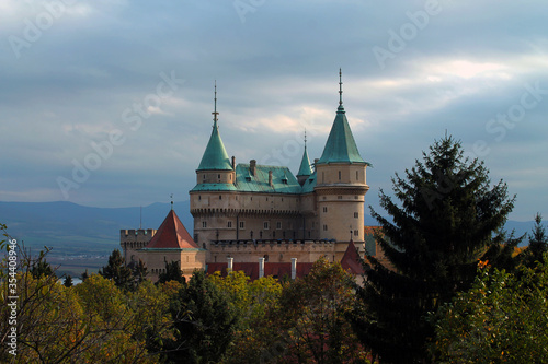 Photo of the Gotic castle in Bojnice, Slovakia. This castle is one of most beautiful in Europe and remind a lot Cinderella Castle!