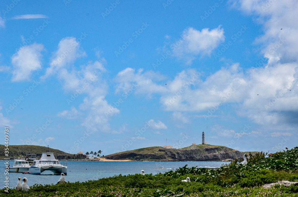 island lighthouse on abrolhos archipelago south bahia brazil 