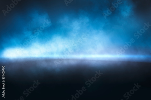 Abstract blue mist studio background. photo