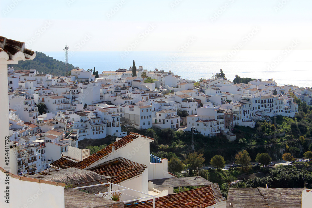 Landscape of the town of Frigiliana (Málaga). Town declared one of the most beautiful in Spain
