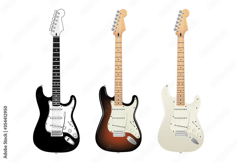Obraz premium Electric guitar. Colored and black & white versions. High quality details.