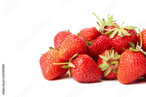 Tasty red strawberry isolated on white background. Summer berry