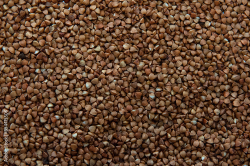 Buckwheat seeds as food background. Top view.