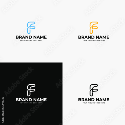 Modern Trendy Line Initial F letter logo and symbols template vector icons design. Abstract minimalist corporate business letter f logo design. Line art style logo design.