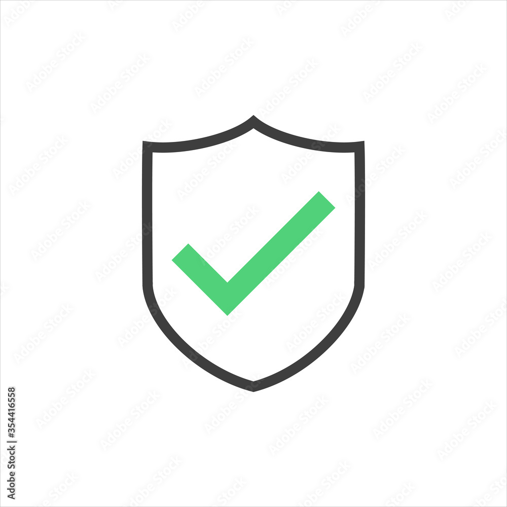 shield and checkmark icon on a white background. EPS10 shield and checkmark icon on a white background. EPS10