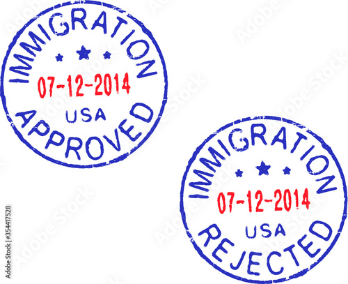 Two vector passport stamps ''Immigration USA-Approved/Rejected''