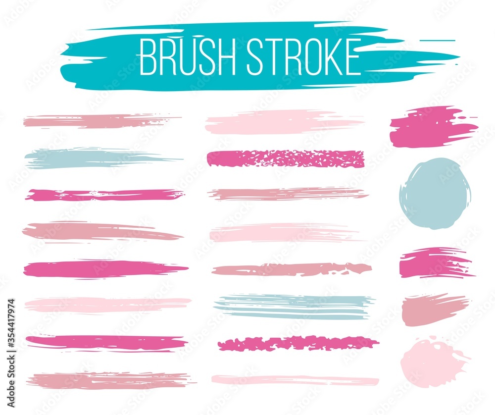 Set of brush strokes in different sizes and shapes vector illustration. Modern texture flat style. Thin and fat strokes. Dry brush. Isolated on white background Set of brush strokes in different sizes and shapes vector illustration. Modern texture flat style. Thin and fat strokes. Dry brush. Isolated on white background