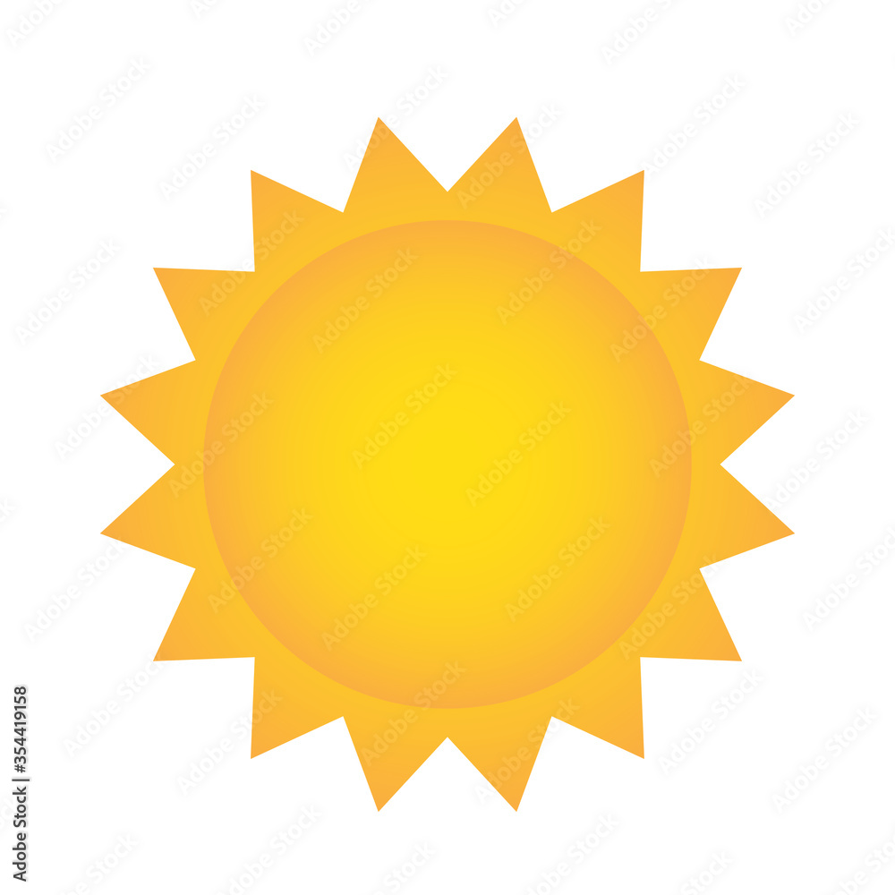 yellow sun icon for weather design on white, stock vector illustration yellow sun icon for weather design on white, stock vector illustration