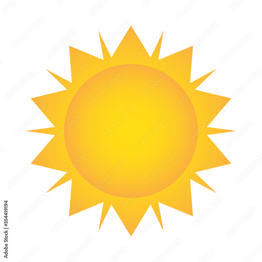 yellow sun icon for weather design on white, stock vector illustration yellow sun icon for weather design on white, stock vector illustration