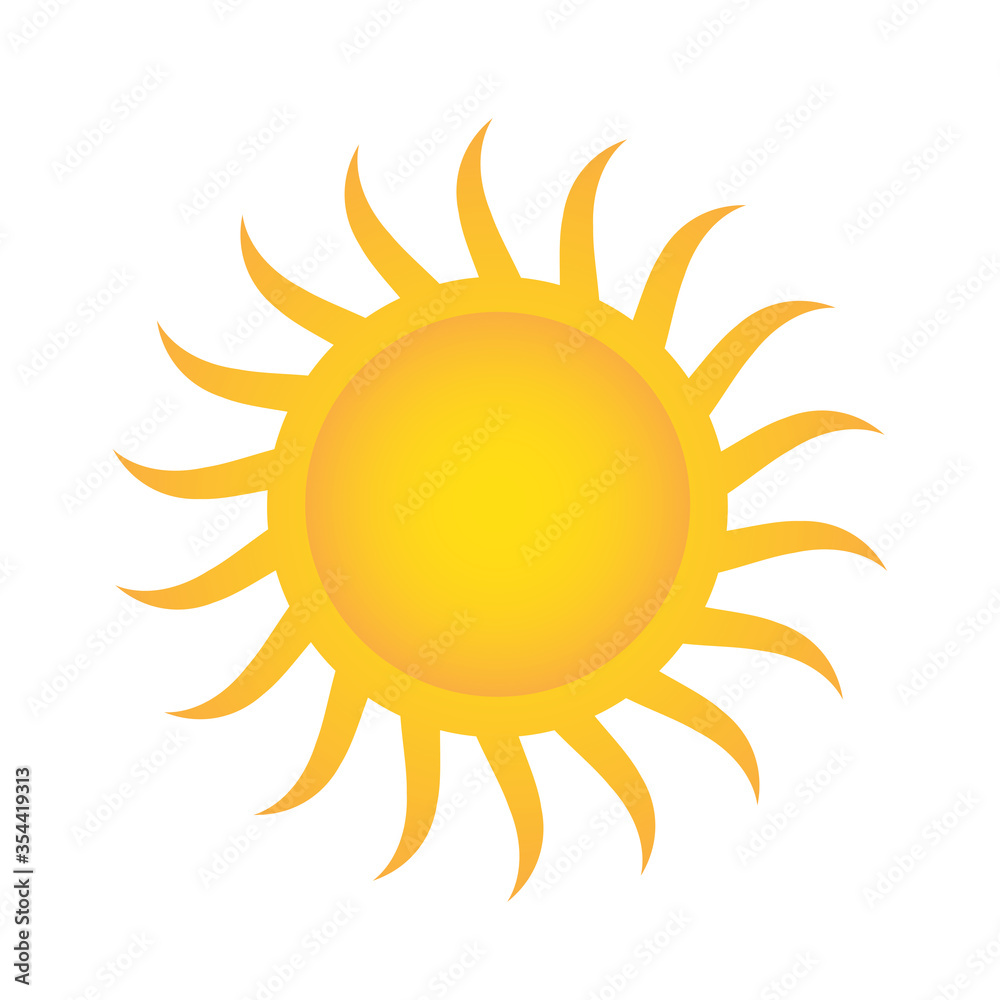 yellow sun icon for weather design on white, stock vector illustration yellow sun icon for weather design on white, stock vector illustration