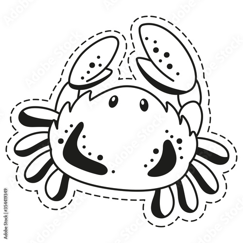 Sticker fun crab. Cute children's character for use in children's illustrations, on children's goods, as a sticker.