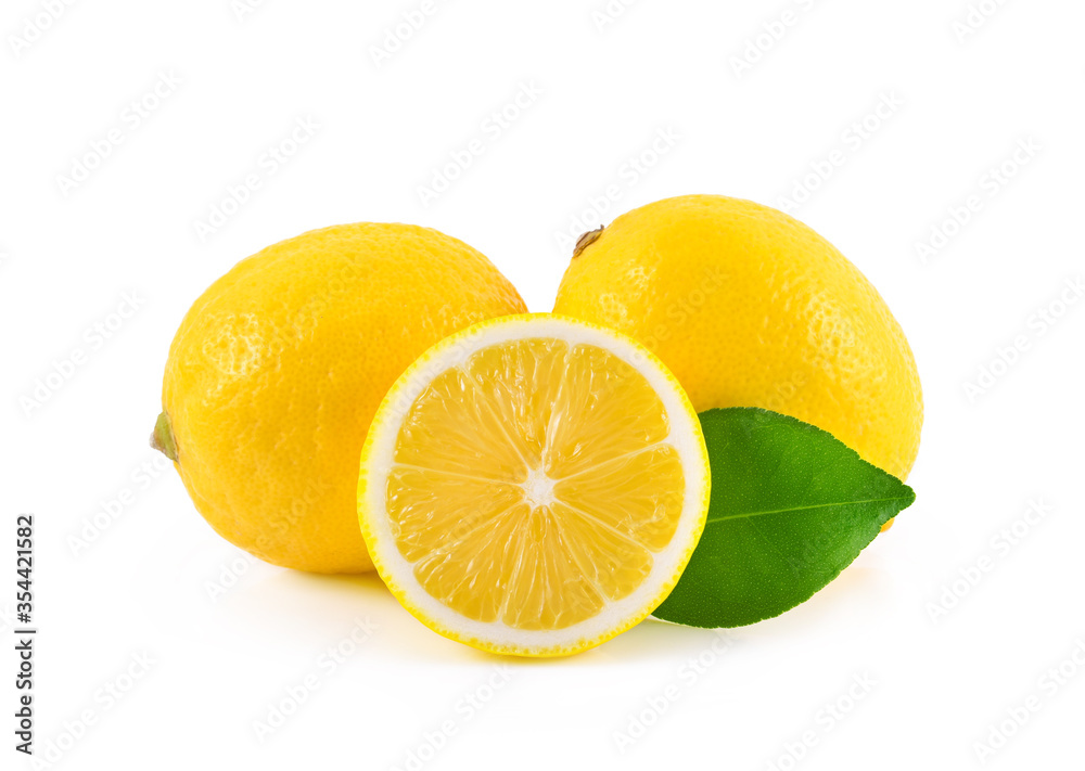 Fresh lemon slice isolated on white background