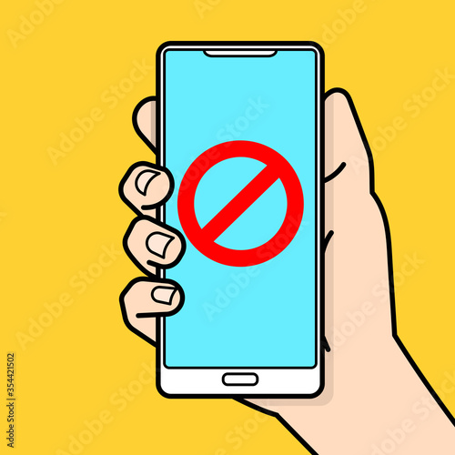 Digital Detox Flat Design Icon Of The Doodle Icon On A Yellow Background.