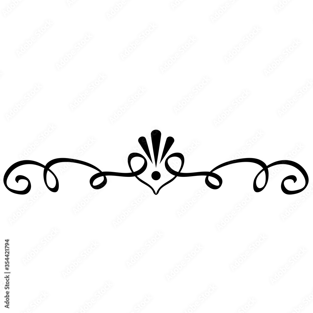 Decorative page divider. Vintage decor lines, luxury wedding frame line and ornate swirl dividers. Border frames, ornate swirls floral pages divider. Calligraphic isolated vector icon