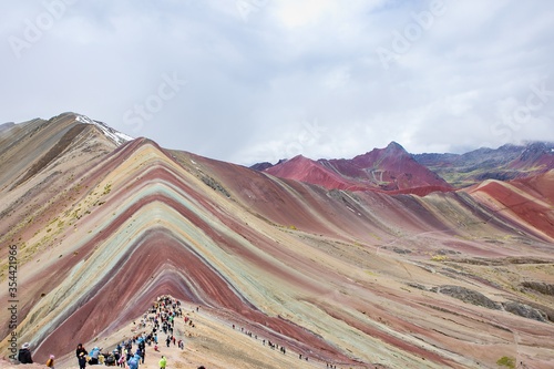 Rainbow Mountain originally known as Vinicunca is located in the Andes in Cusco region of Peru photo