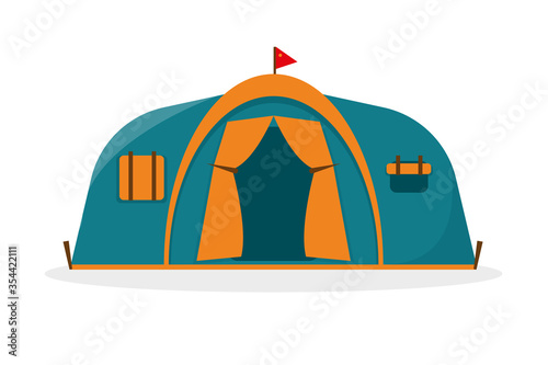 Tourist camping tent on white background.