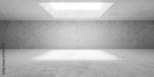 Abstract empty, modern, wide concrete walls hallway room with indirekt ceiling light - industrial interior background template