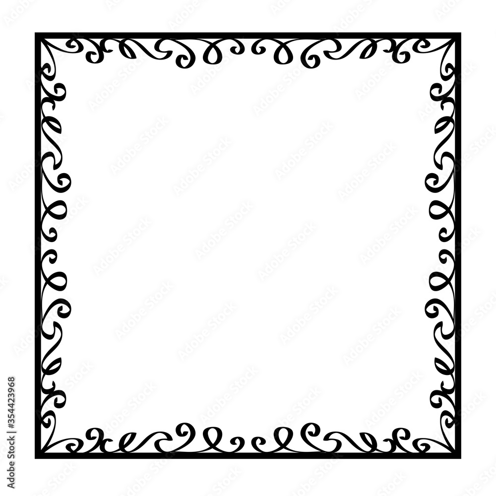 Decorative frame. Retro ornamental frame, vintage rectangle ornaments and ornate border. Decorative wedding frames, antique museum picture borders or deco devider. Isolated icons vector