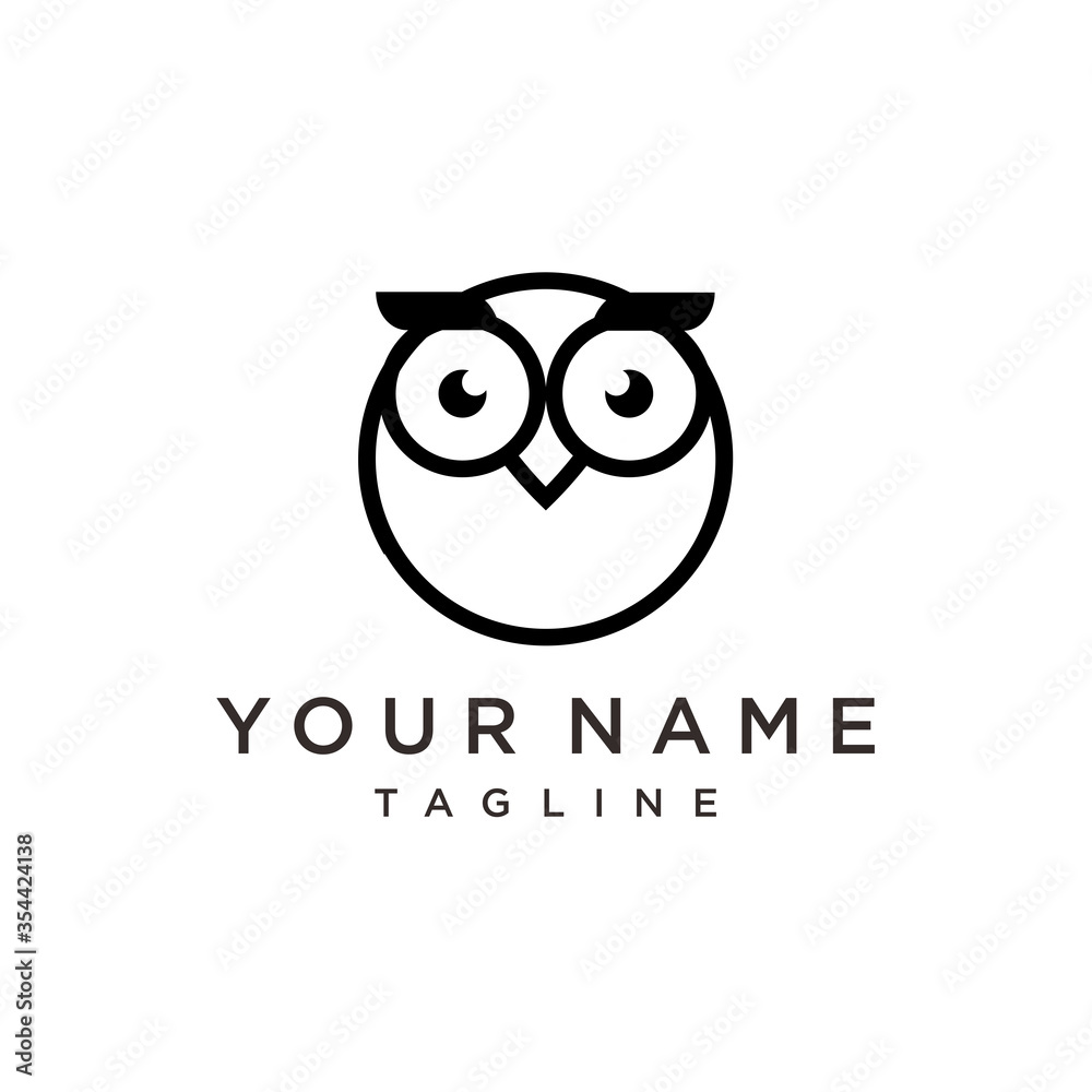 Owl bird simple logo template design. Smart Education logo with Owl Symbol. Owl bird simple logo template design. Smart Education logo with Owl Symbol.