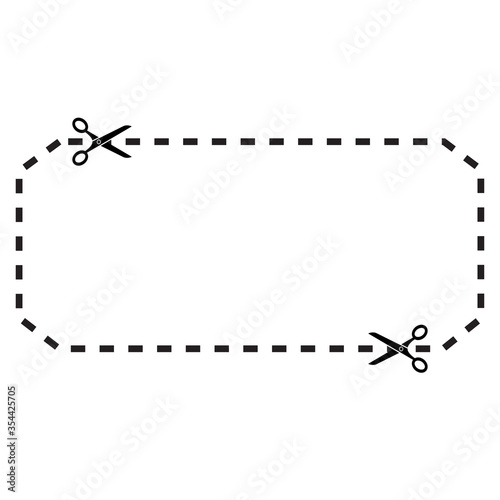 Illustration of a cut out coupon rectangle shape with scissors , different form vector