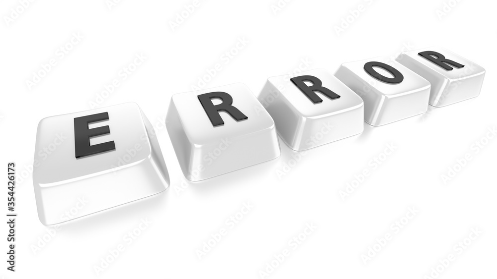 ERROR written in black on white computer keys. 3d illustration. Isolated background. ERROR written in black on white computer keys. 3d illustration. Isolated background.