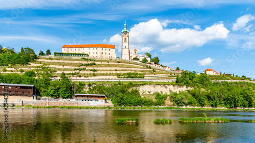 Melnik Castle on the hill above Labe and Vltava River confluence, Czech Republic photo