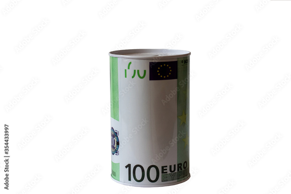 Bank-piggy Bank in the form of euros on a white background. Bank piggy Bank for money, coins. Savings Bank