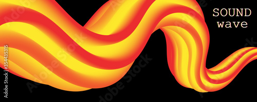 3d Poster. Abstract Flow. Red, Yellow Colors.