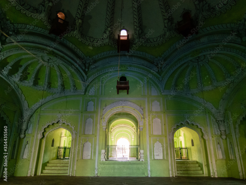 Inside the ancient mosuqe of Bara Imambara in Lucknow.