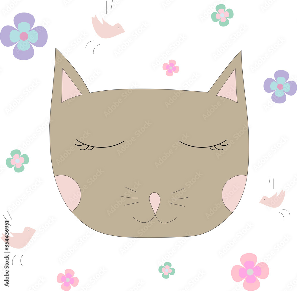 Dreaming cat - vector illustration for children's poster and textile design Dreaming cat - vector illustration for children's poster and textile design