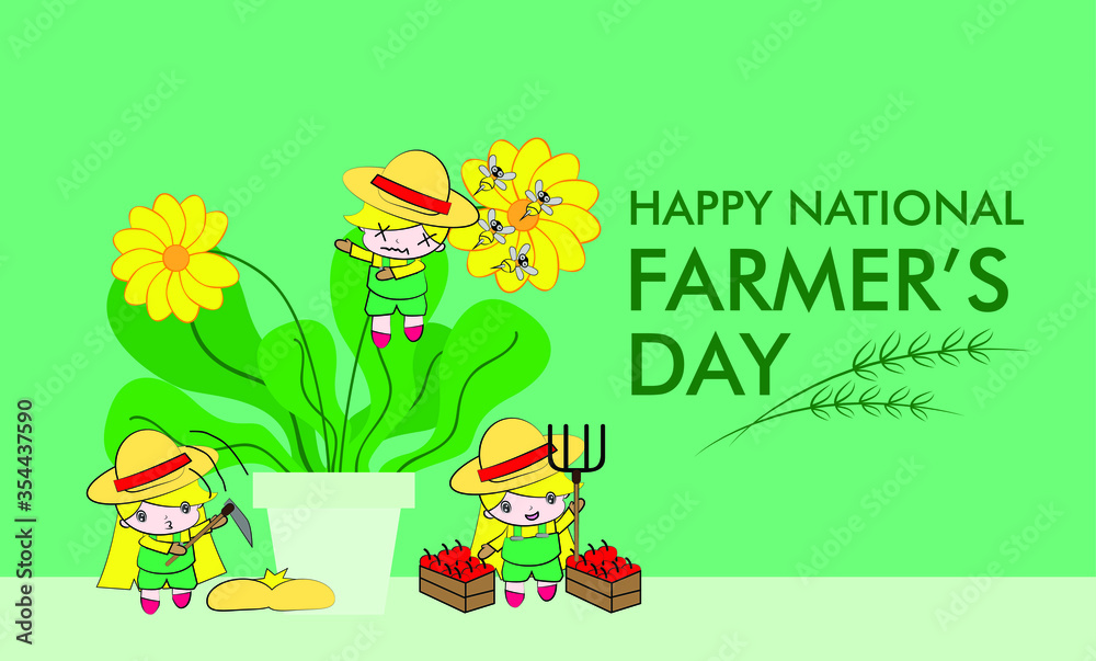 happy national farmers day background, vector illustration of the farmer and his plant, good use for nature assets happy national farmers day background, vector illustration of the farmer and his plant, good use for nature assets