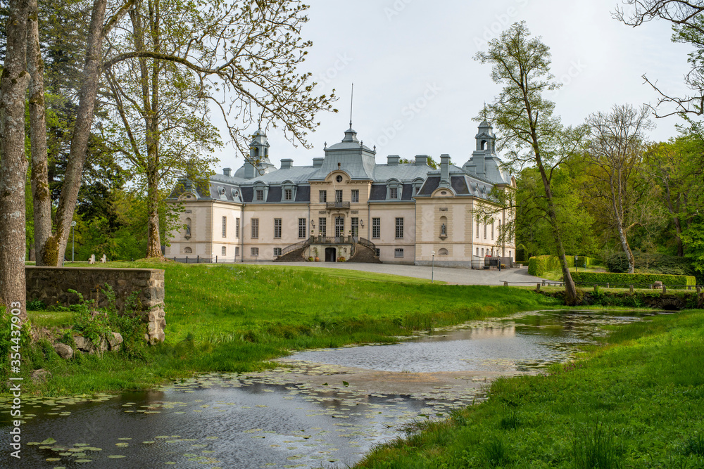 Kronovall Castle and Beautiful Royal Garden in Osterlen Skane in South Sweden.