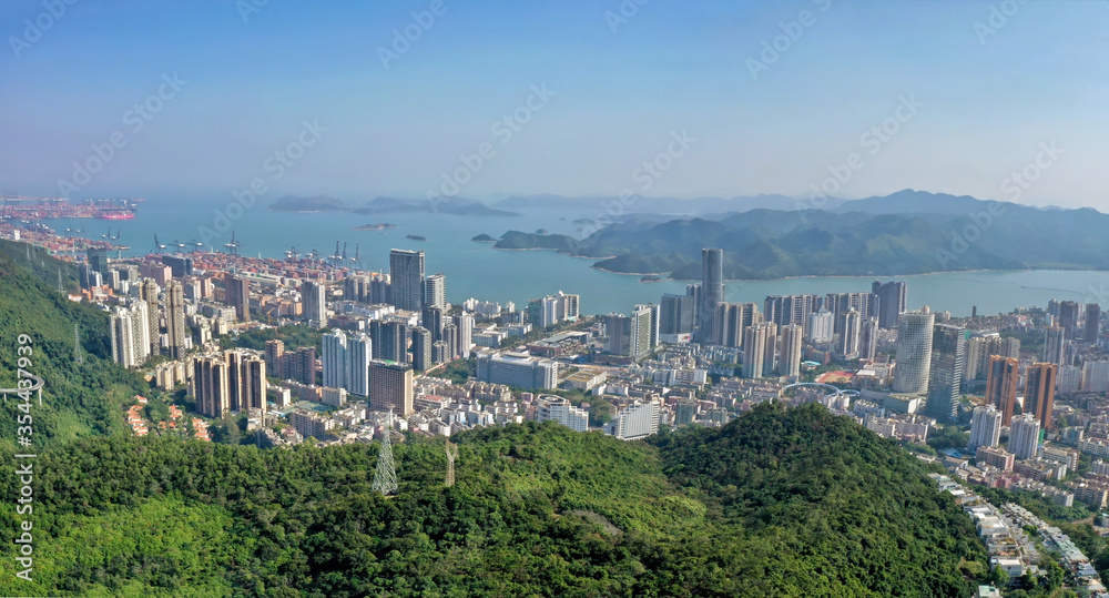 Panoramic view of Shenzhen city from Wutong Mountain