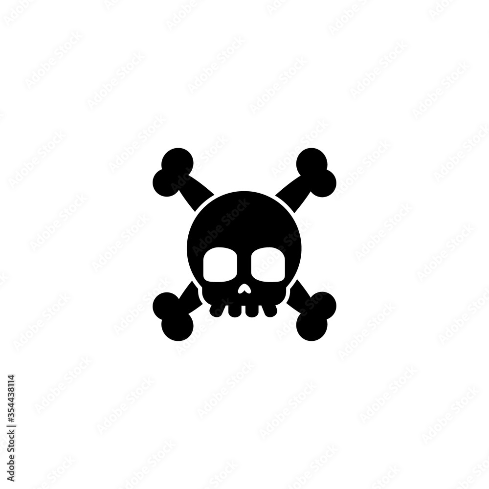 skull and crossbones icon in black circle isolated on white. skull and crossbones icon in black circle isolated on white.
