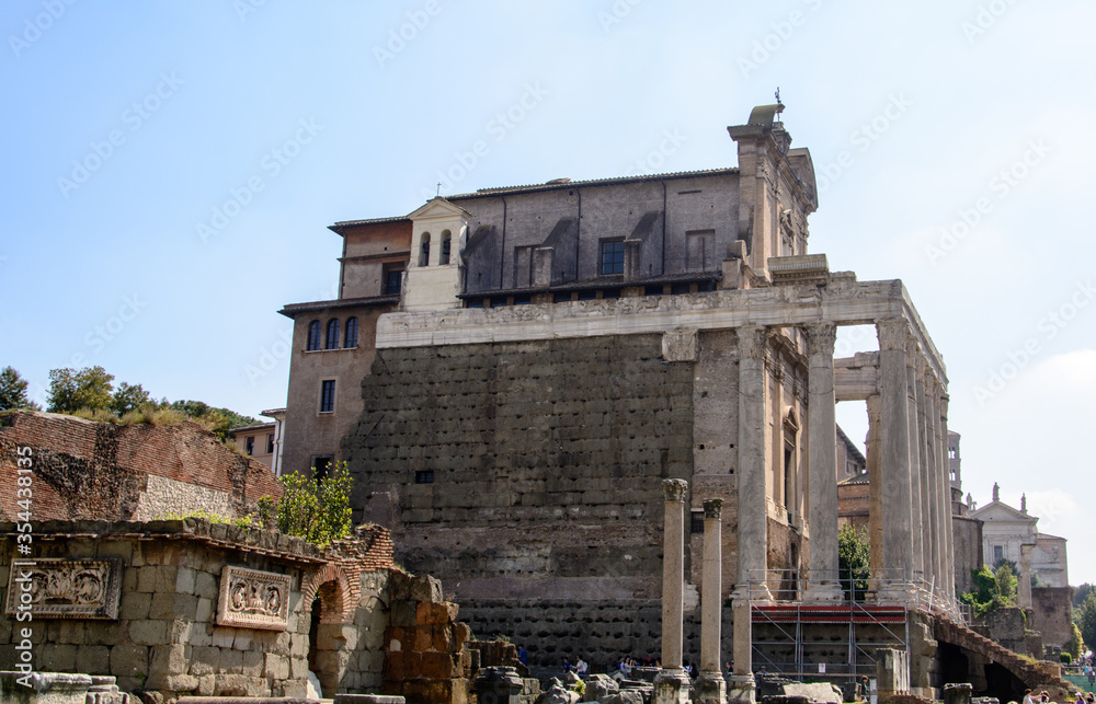 The Temple of Antoninus and Faustina is a temple in Rome which was later converted into a Roman Catholic church San Lorenzo in Miranda