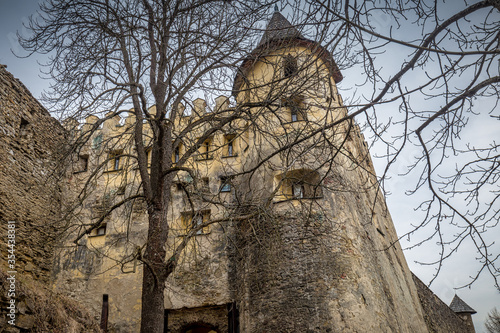 Lubovna Castle towering over the town of Stara Lubovna, north of Slovakia, Europe. photo