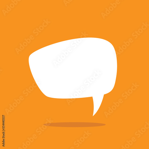 white chat speech bubble with shadow on red background.