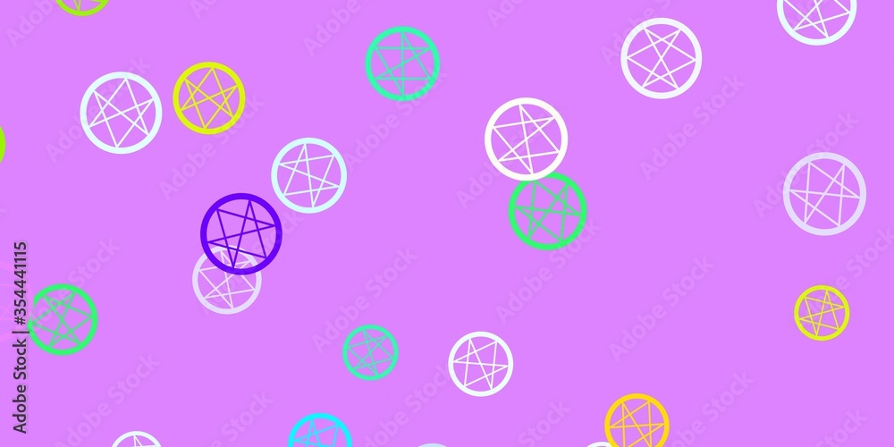 Light Multicolor vector pattern with magic elements.